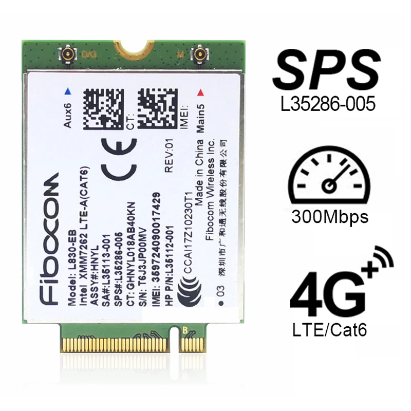 L830-EB Cat6 4G LTE WWAN Card L35286-005 Intel XMM 7262 LTE-Advanced  300Mbps for 640 650 G5 840 846 850 G6 X360 830