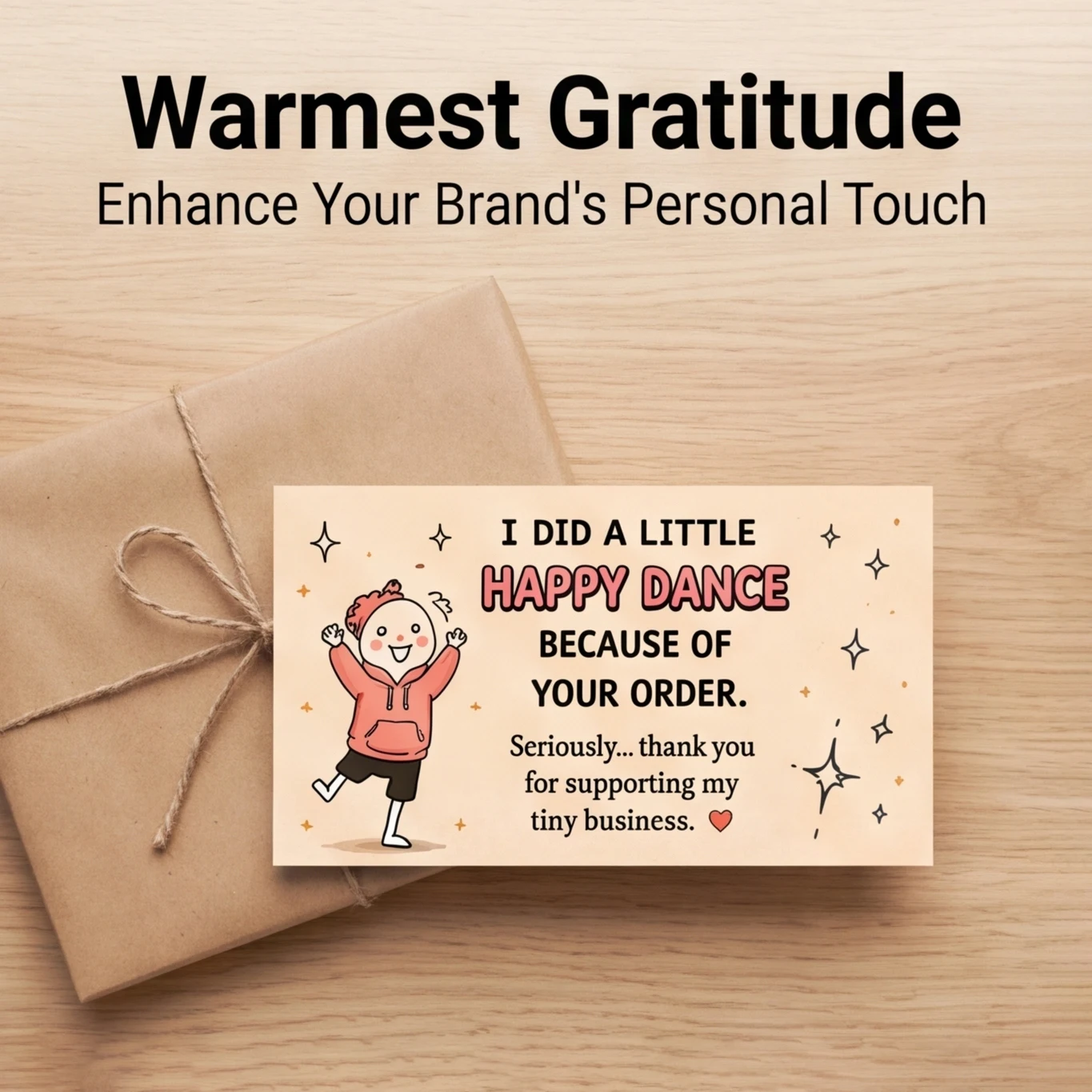 

50/100 Thank You Cards, Cute Character Design, Ideal for Small Businesses, Retail Stores, Online Shop Customers