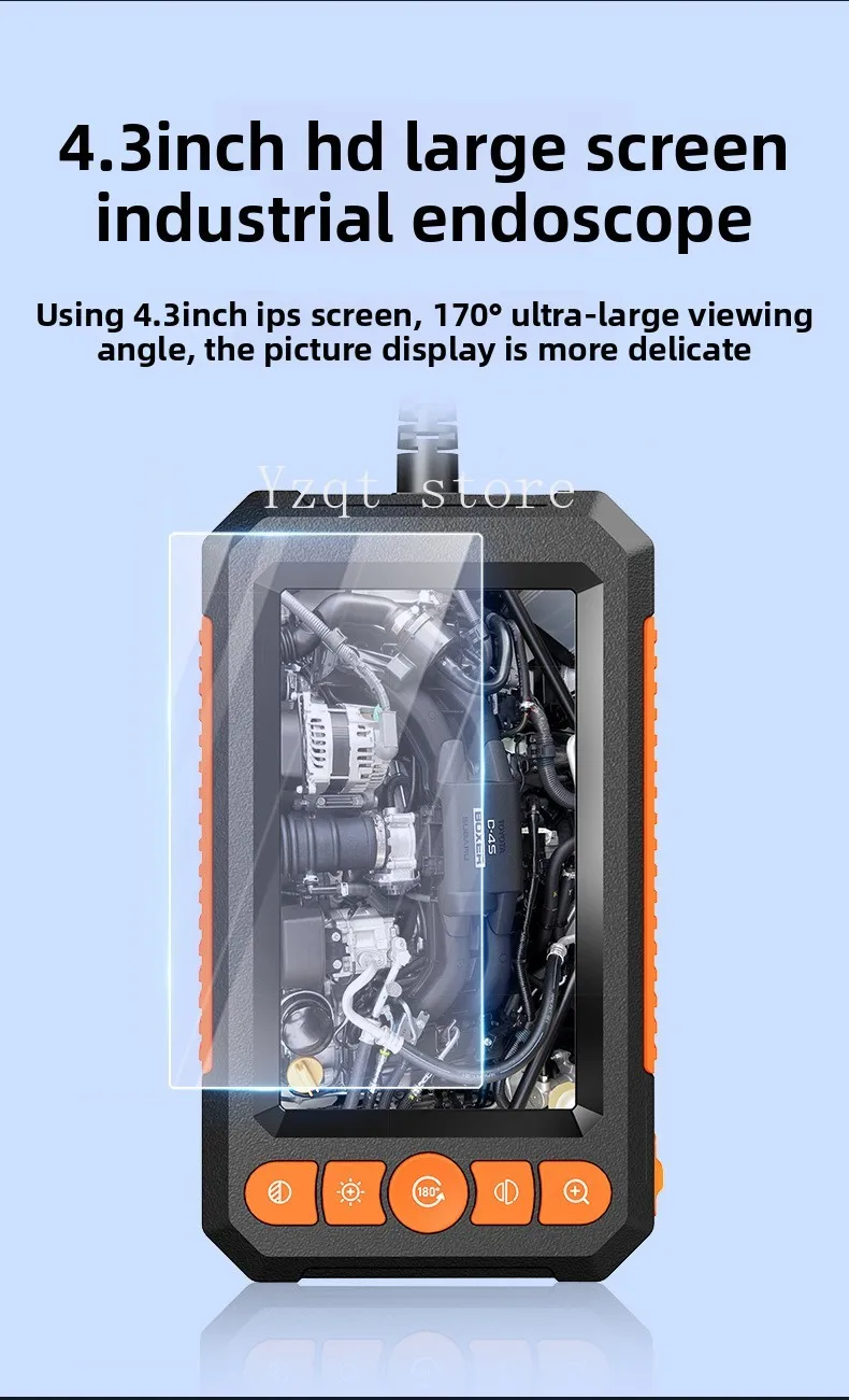 New high definition endoscope with screen, handheld convenient car detector 8mm portable industrial endoscope