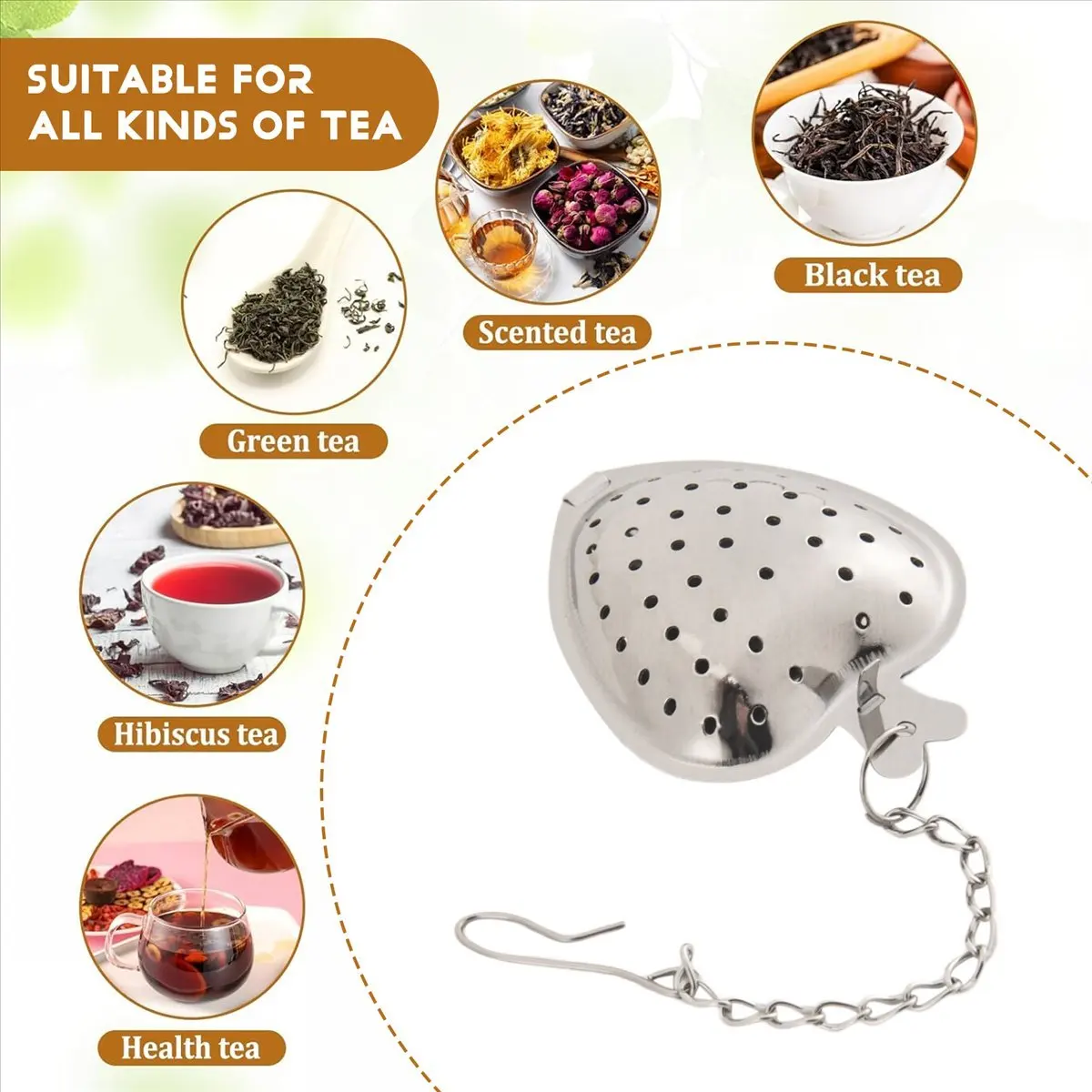 IN Stock-25Pcs Tea Strainer Stainless Steel Tea Ball Infuser Loose,Extended Chain Hook for Seasonings Cup Bottle Party Favors