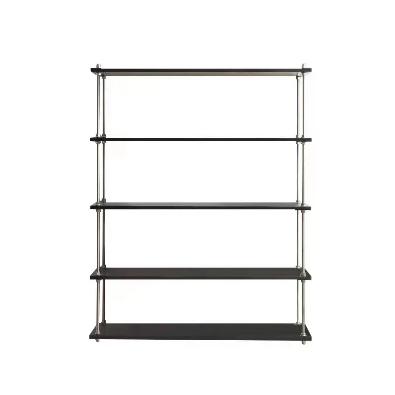 Creative stainless steel display rack simple storage rack, solid wood storage baffle rack living room floor multi-layer