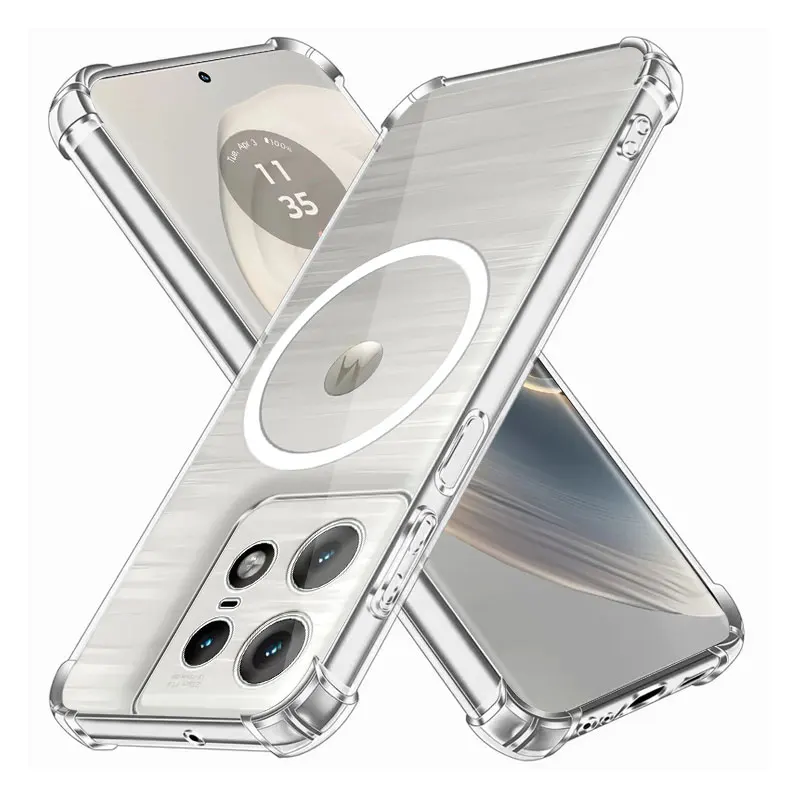 For Moto Edge 50 Pro 50 Neo Case Magnetic Sticker Shockproof Clear Soft Silicone Phone Case Motorola Edge 50 Ultra /50 Fusion