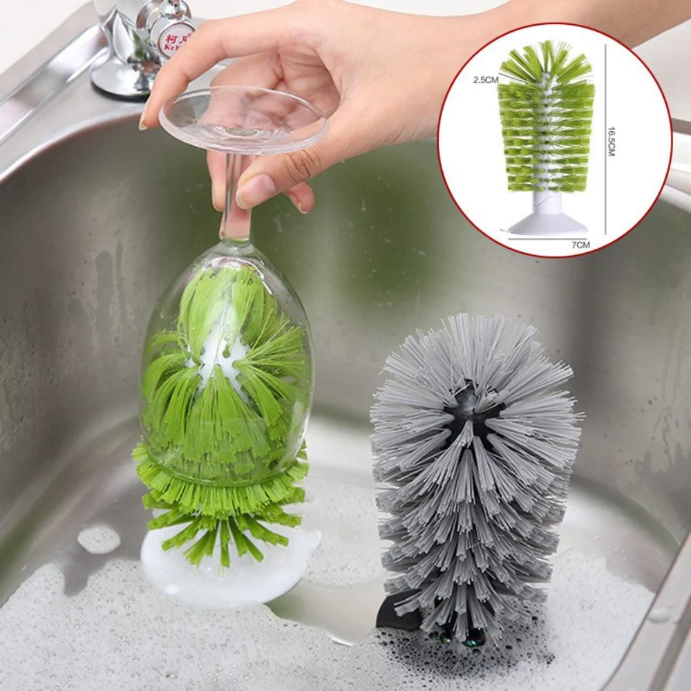 Kitchen Sink Suction Cleaning Brush Cups Goblet Mugs Clean Brushes