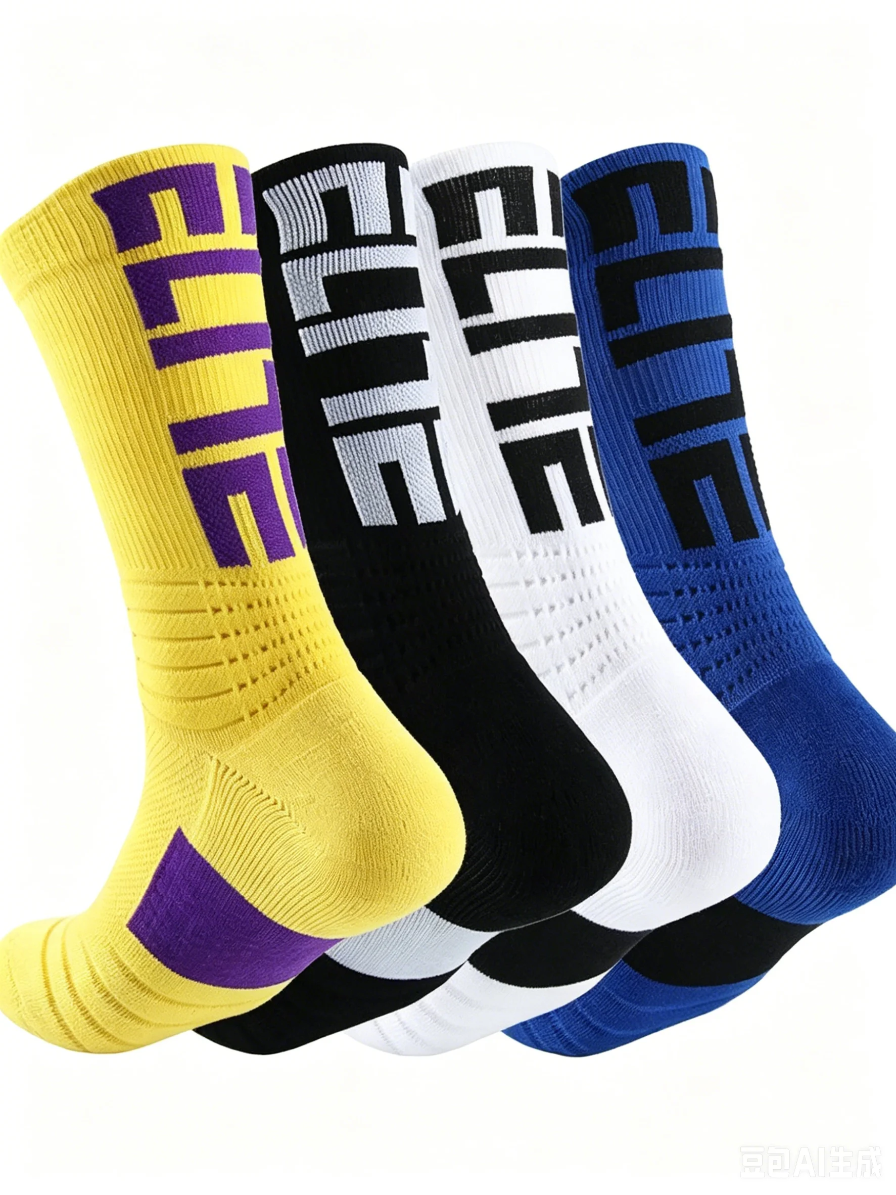 AliExpress NONE 1 PairSet Men's Basketball Hiking Cycling Socks Anti-Slip Pattern Running Socks Shock-Absorbing Mid-Calf Sports Socks