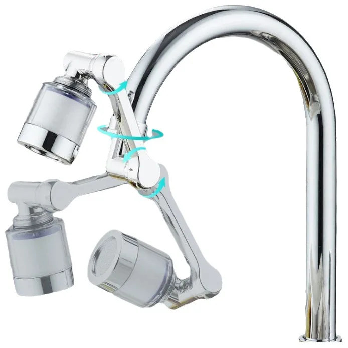 Faucet robot arm spout universal anti-splash head 1080 degrees rotation anti-splash booster filter extender bubbler