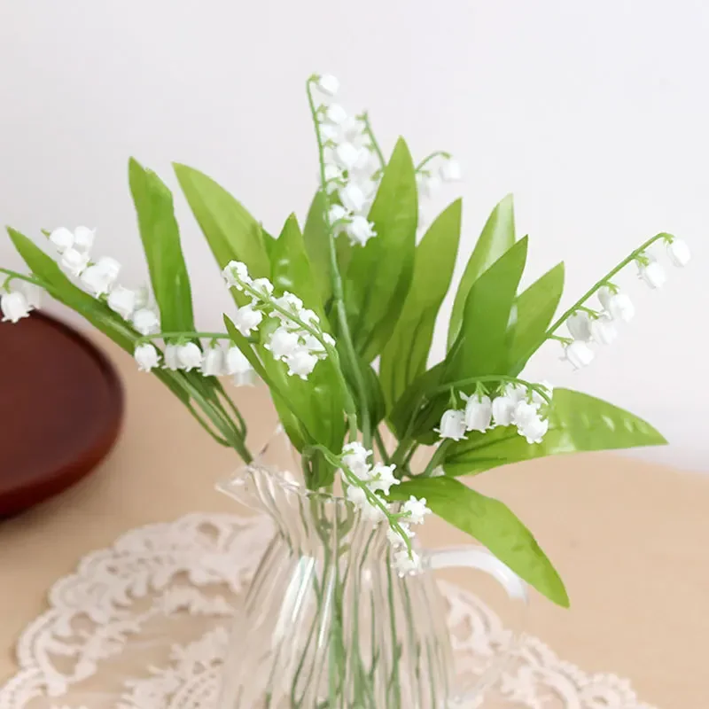 6pcs 37CM Artificial Small Lily of The Valley Small Fresh Decoration Wedding Bouquet Plastic Artificial Flowers