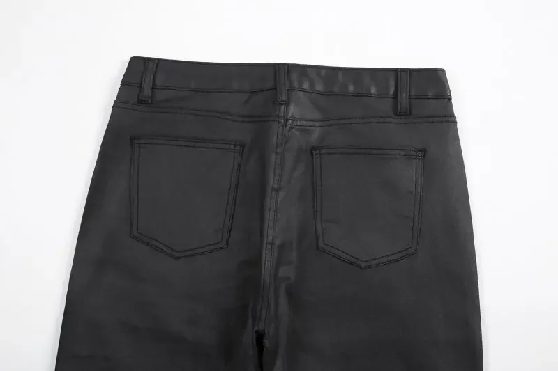 High Street Trendy Black Brush Wax Micro-horn Casual Trousers and Jeans for Men