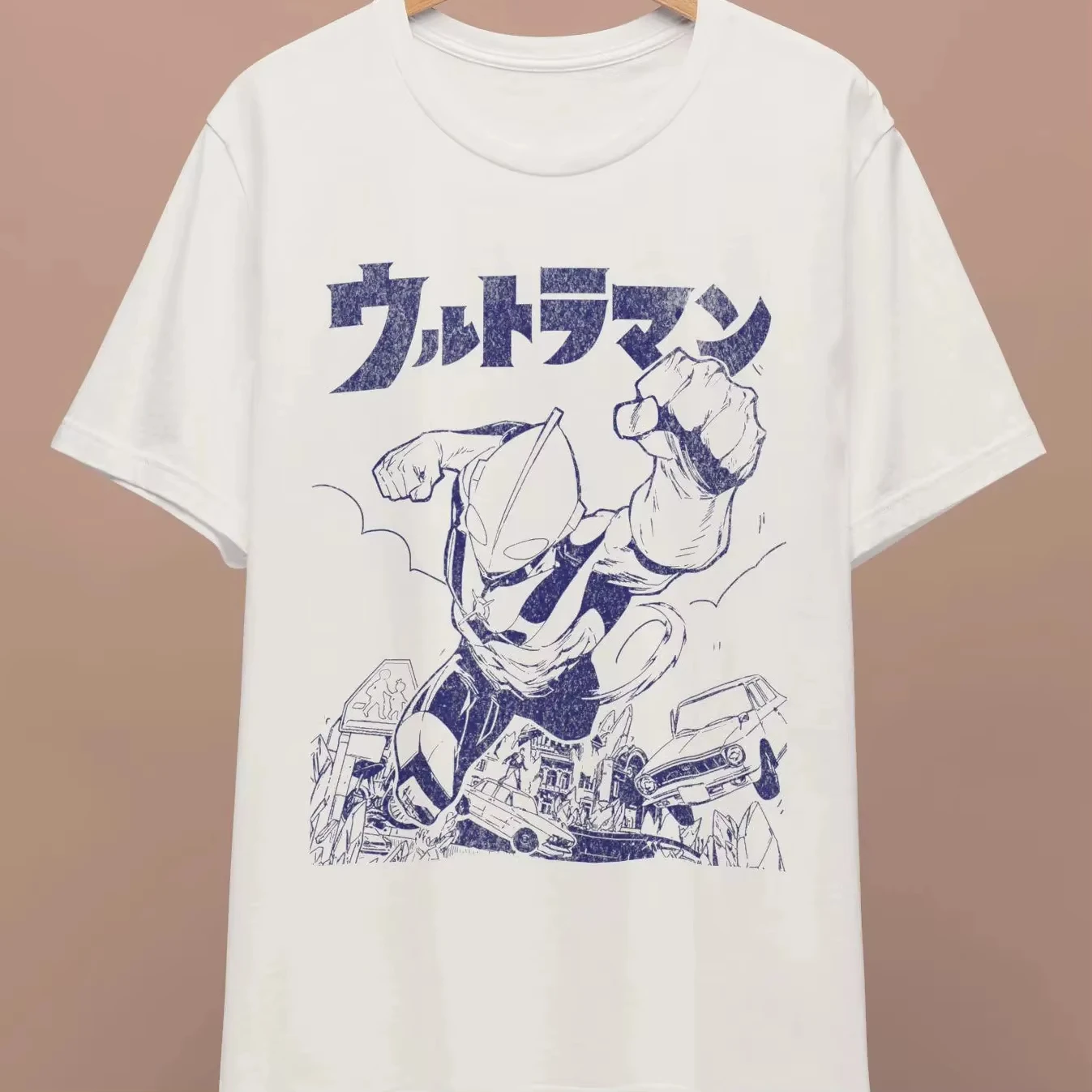 Koszulka Harajuku Letnia Ultraman Manga Styl Męska Damska Retro Krótki Rękaw Casual Luźna Oversize Fitness Wygodna Y2k Top