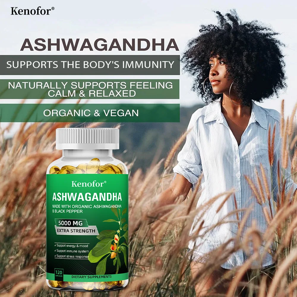 Pure Ashwagandha Root Extract Capsules 5000mg for Natural Mood, Stress, Focus, Brain, Energy , Sleep Health