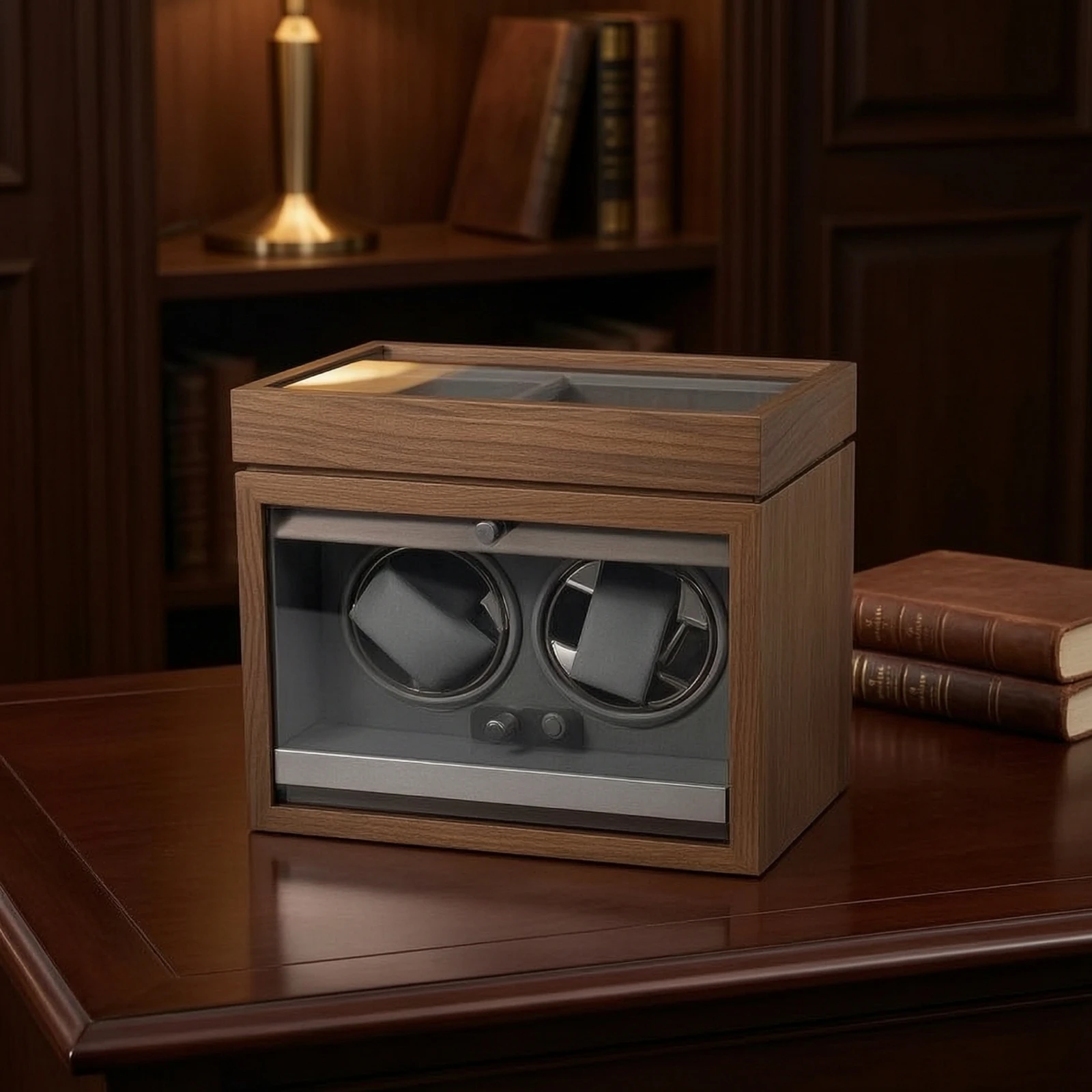 Watch Winder with Storage Tray Compact Automatic Watch Winder Box Quiet PU Leather for Men, Dresser, Nightstand