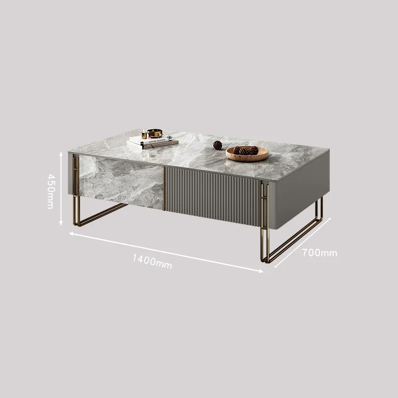 

Light luxury rock slab coffee table Italian style modern simple tea table