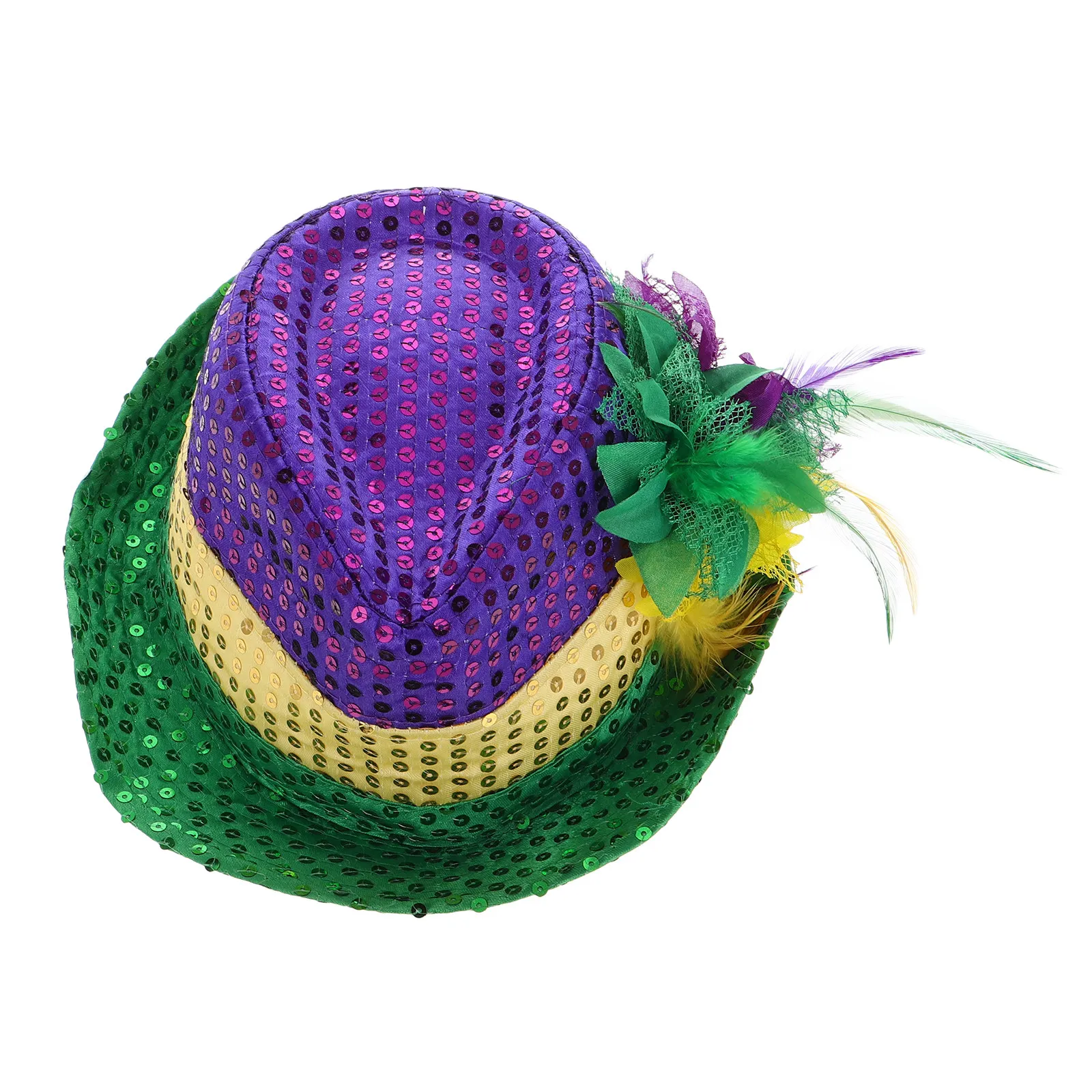 

Mardi Gras Carnival Sequin Hat Gold Purple Green Festive Accessory Trendy Tricolor Jazz Hat Comfortable Fit Circus Headband