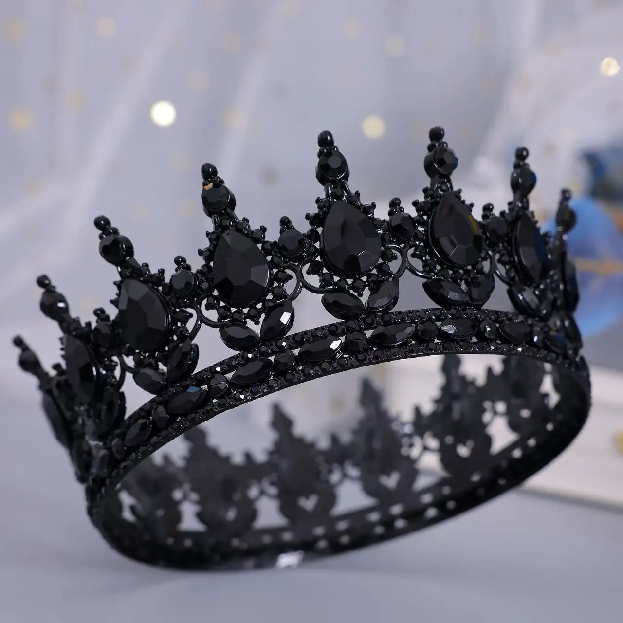 European Fashion Princess Tiara Baroque Crystal Full Crown King Tiar Wedding Pageant Hair Dress Accessory