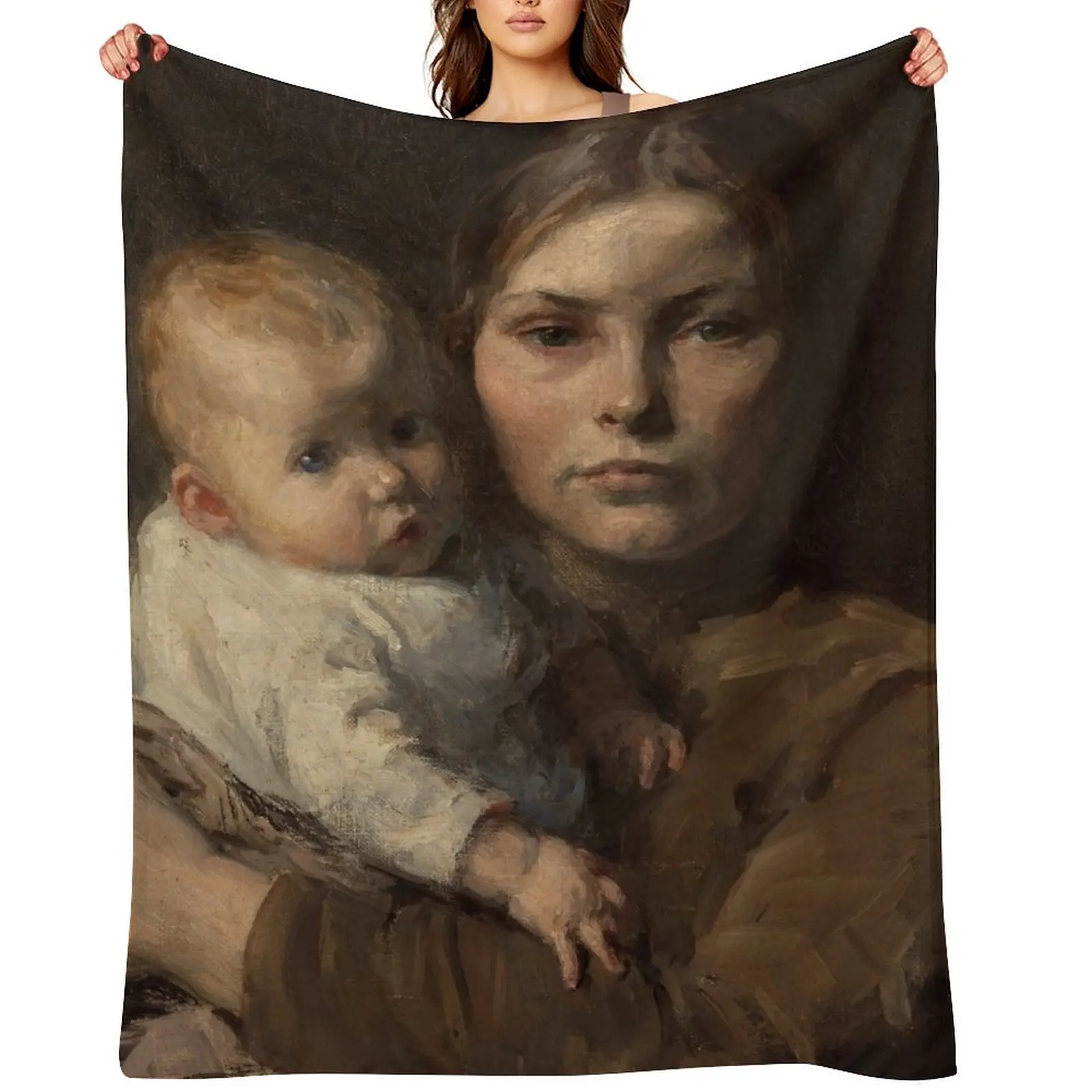 

Gari Melchers. Mother and Child, 1906. Throw Blanket Giant Sofa Summer Large warm winter Blankets