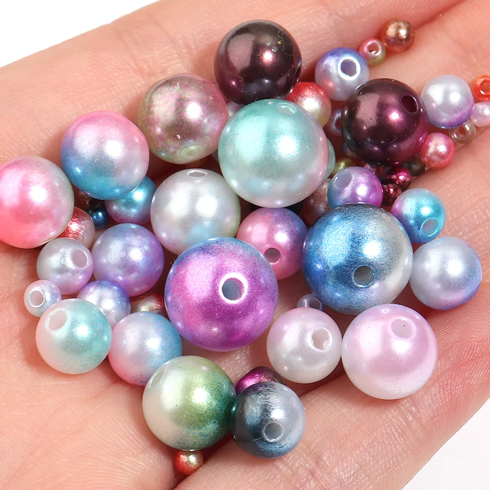 50-400pcs Mixed Color ABS Imitation Pearl Round Beads Straight Hole Loose Spacer Bead for DIY Bracelet Necklace Jewelry Making