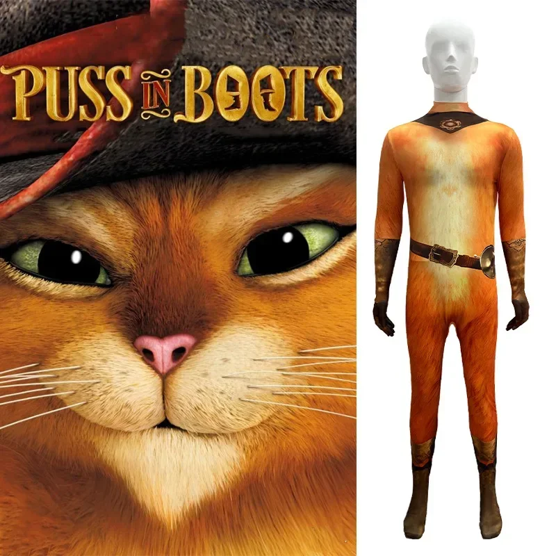 2024 Adult Boy Kitty Cosplay The Last Wish Puss in Boots Kids Cosplay Costume Children Jumpsuit Halloween Carnival Party Costume