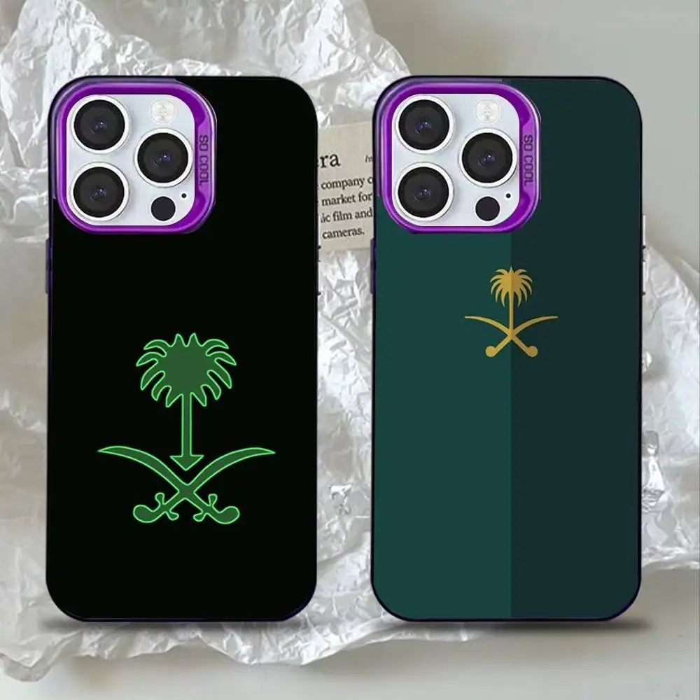 

Kingdom Of Saudi Arabia Flag Phone Case For iPhone 16,15,14,13,12,11,Mini,Pro,SE,MAX Purple Matte Silicone Cover