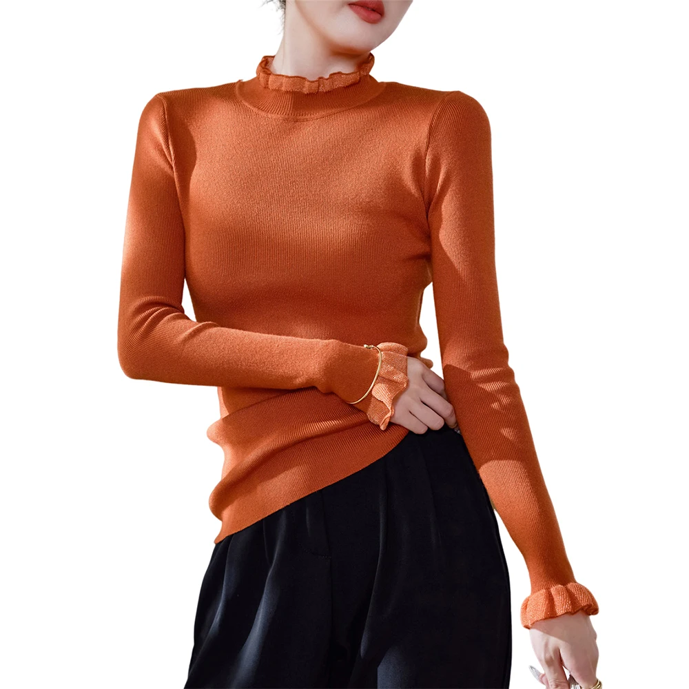 Women Clothing for Winter and Autumn Long Sleeve Turtleneck Tops for Women Elastical Warmkeeping  Women Sweater