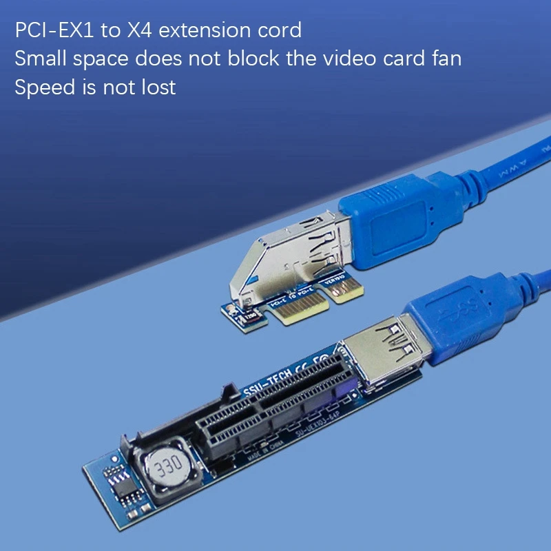 Agregar tarjeta PCI-E Riser PCIE PCI-Express X1 a X4 Riser PCI E Riser tarjeta extender adaptador con Cable de extensión USB3.0