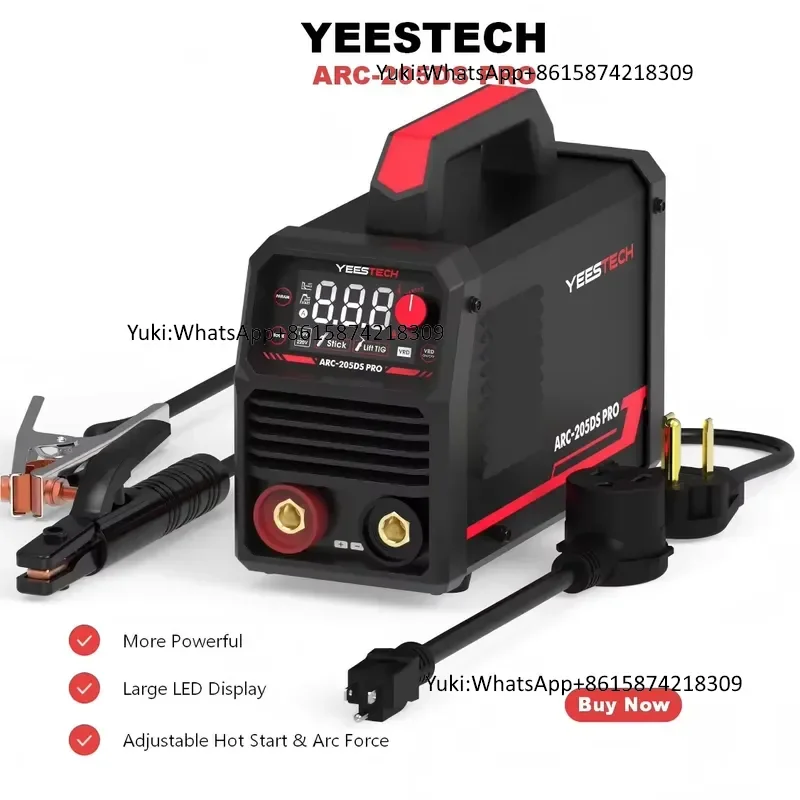 YEESTECH New 205Amp Stick Lift TIG Welder Large LED Display Digital Inverter IGBT Hot Start Portable 110/220V Dual Voltage