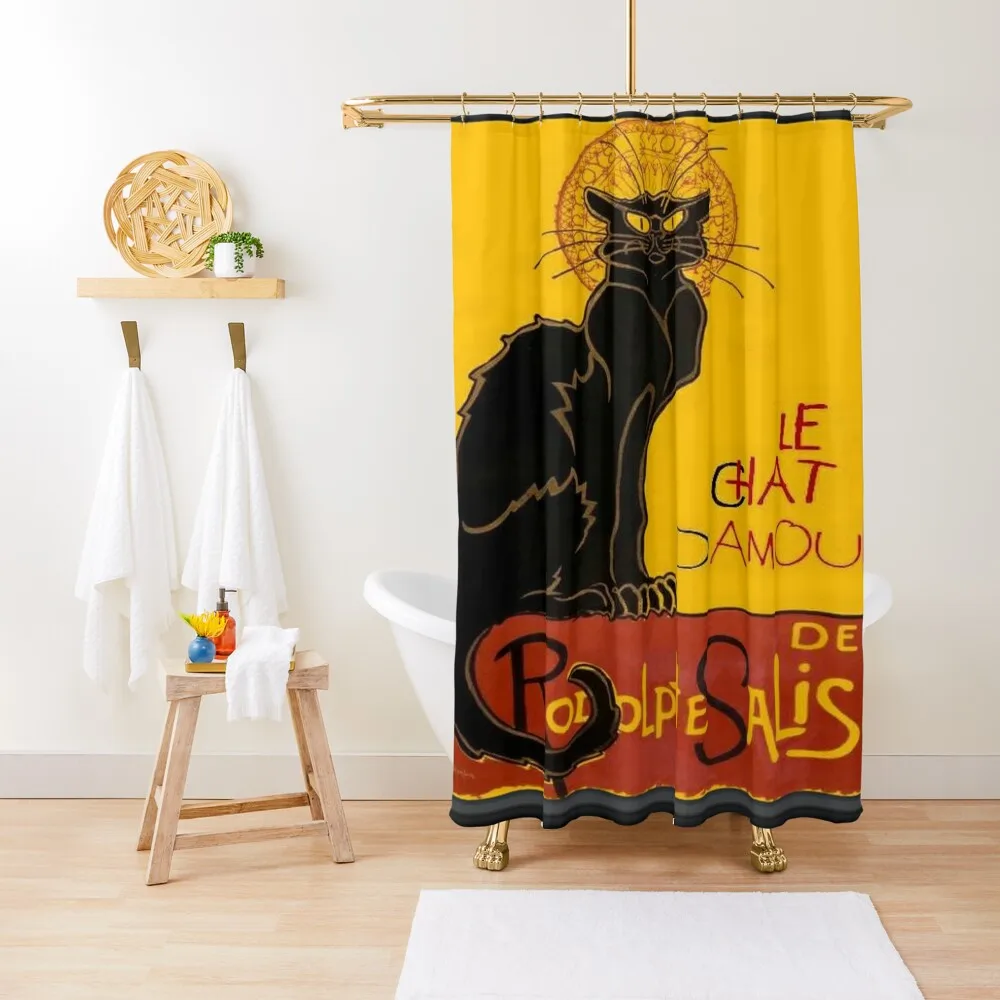 Le Chat D Amour Black Cat Framed Vector Shower Curtain For Bathrooms Bathroom Shower Set For Bathroom Bathroom Shower Curtain