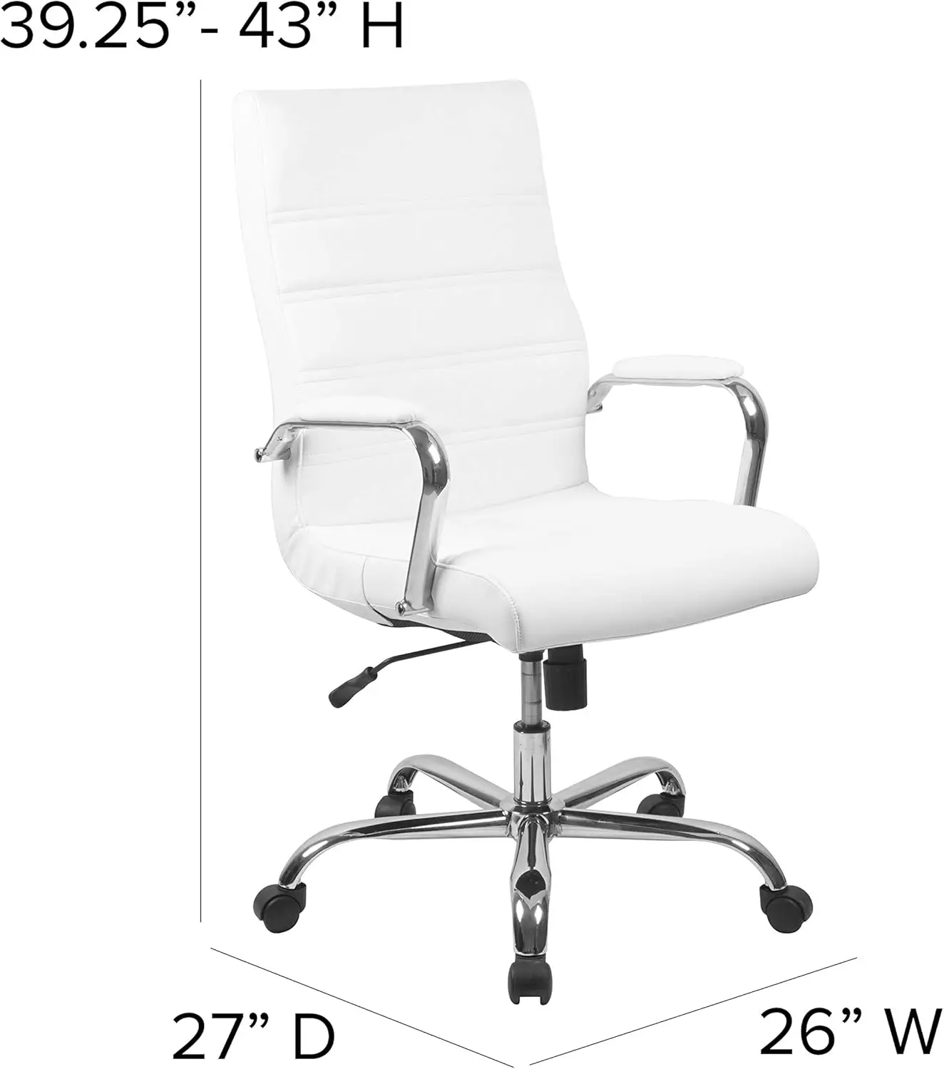 High Back White LeatherSoft Executive Swivel Office Chair with Chrome Frame/Arms