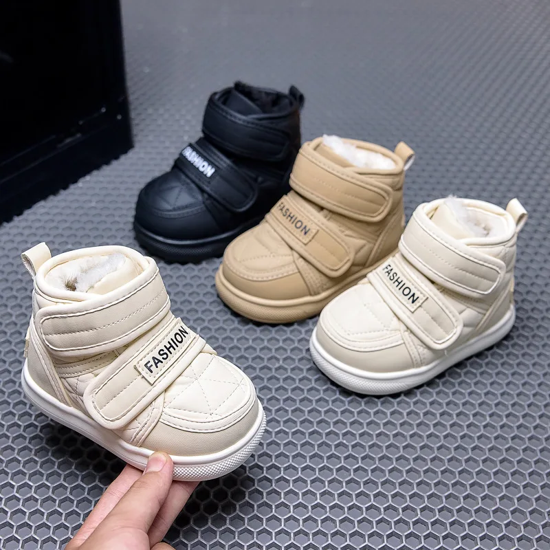 Autumn Winter Children Snow Boots Baby Girls Boots Thick Plush Boys Shoes Non Slip Soft Sole Windproof Outdoor Kids Casual Shoes