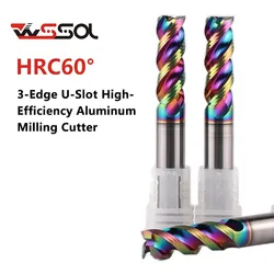 HRC60 3-Edge U-groove aluminum alloy milling cutter DLC-coated high-efficiency aluminum end milling cutter carbide end mill 1MM-