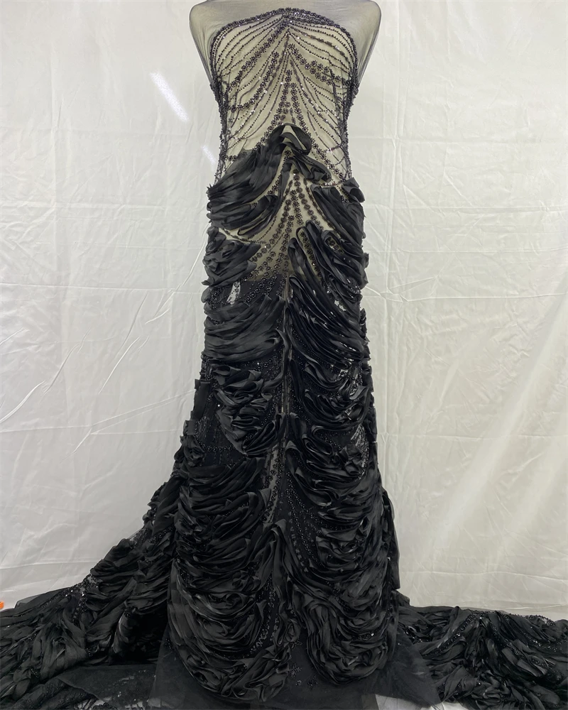 ผ้าลูกปัดคุณภาพสูง ผ้าปักเลื่อมหรูหราสไตล์แอฟริกันล่าสุด ผ้าปักลายเจ้าบ่าว ผ้าลูกไม้ฝรั่งเศสสำหรับตัดเย็บชุดแต่งงาน