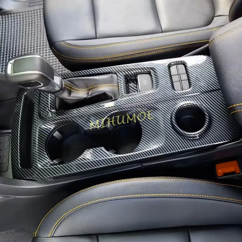 

For Ford Ranger Everest 2023 2024 2025 Car Central Control Gear Shift Panel Cover Trim Cup Holder Frame Accessories Carbon Fiber