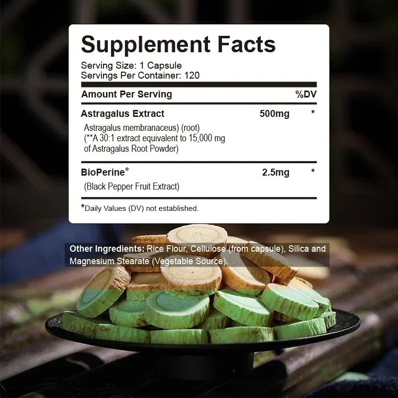Astragalus Root Capsules 15000mg - Immune System Support, Boosts Cell Production, Increases Energy Levels