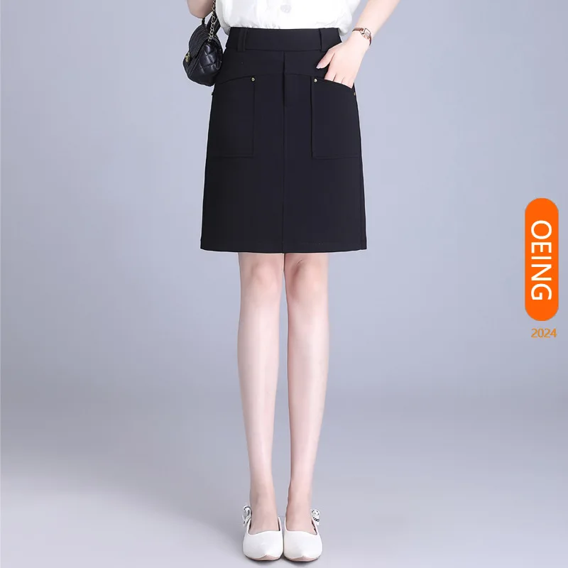 

2024 Summer High Waisted Black Bodycon Suit Short Skirt Women Elegant Chic Slim Fit Casual Mini Skirts Office Lady M-4XL 99719