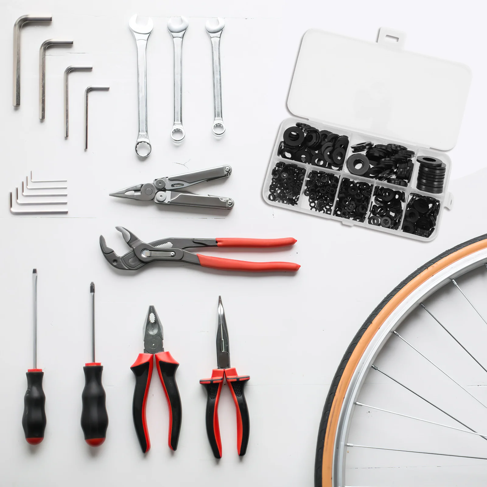 Kit de sortimento à prova d'água 500 peças, plástico plano para eletrodomésticos automotivos, arruelas de nylon pretas, arruelas de plástico