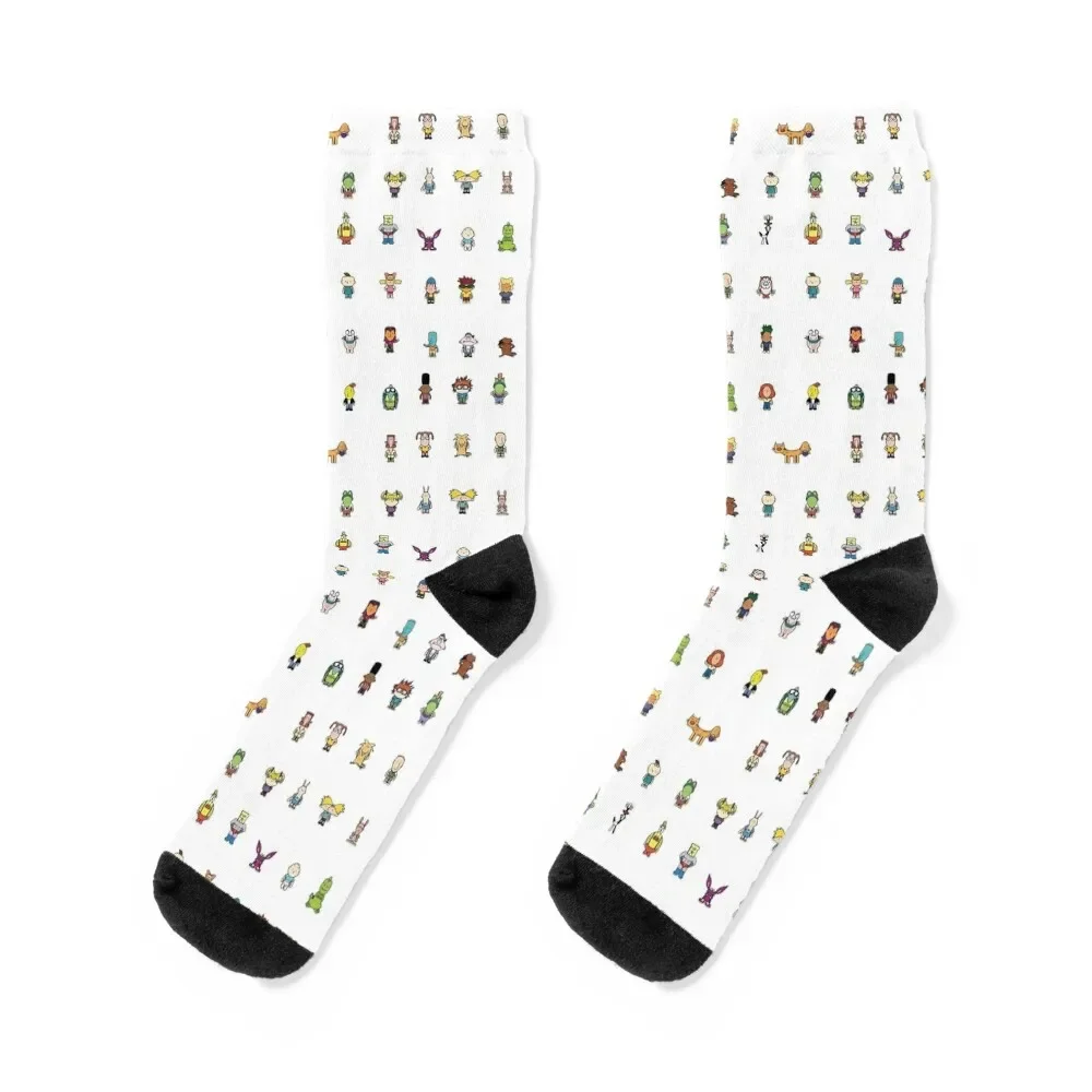 

90s Cartoon Stickers, Nick Cartoons Socks Hiking boots men cotton high quality Socks For Girls Men's