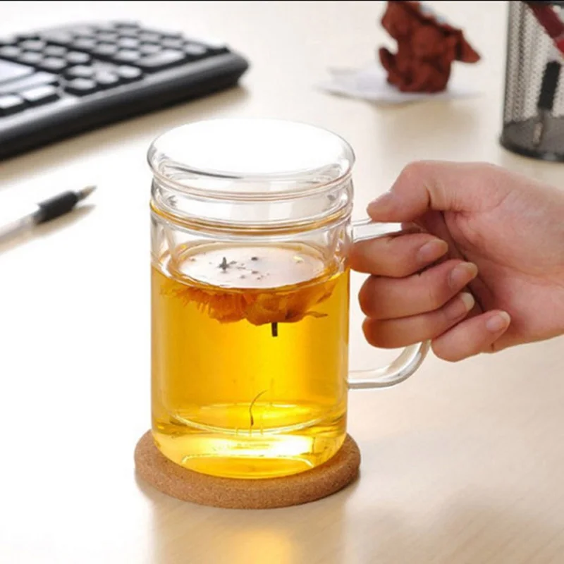 400ML Office Superior Glass Teacup Tea Infuser Flower Teacups High Temperature Resistance Open Flame Heated Fruit Tea Milk Mug