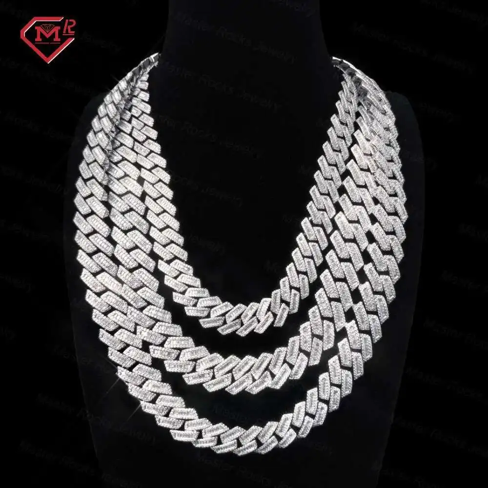 

Hiphop 20mm Big Size Cuban Link Chain 925 Sterling Silver Vvs Iced Out Moissanite Cuban Chain