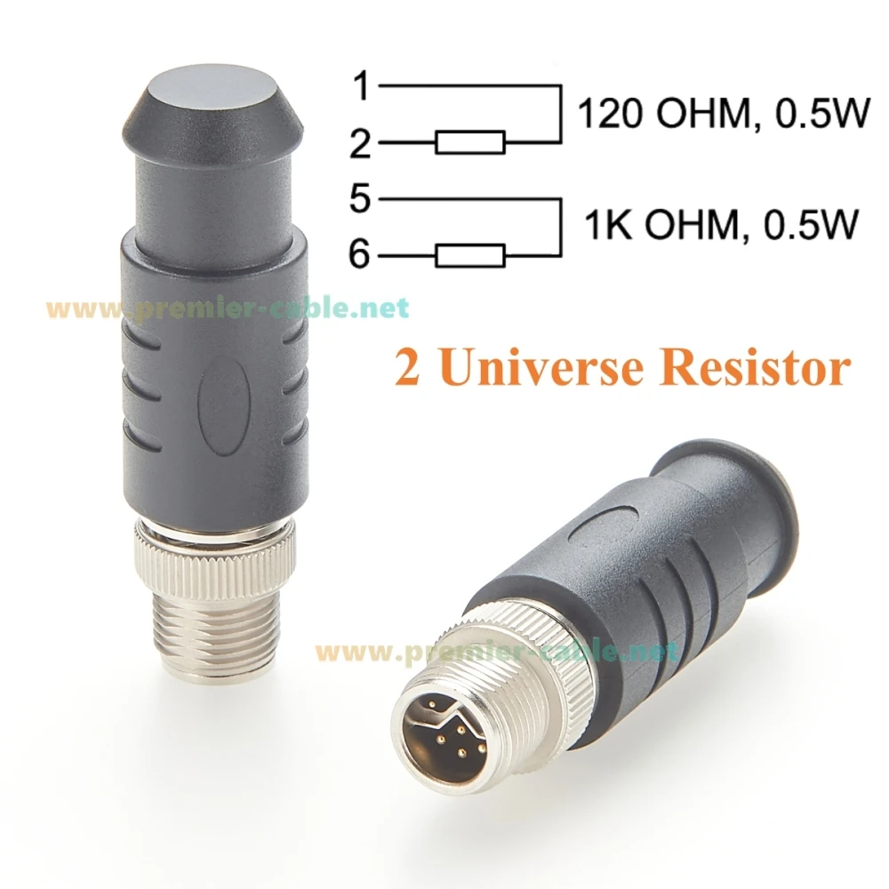 IP67 M12 Y Code 8Pin Male Terminator 120/1000 Ohm Micro-Change Termination Resistor for Industrial Ethernet & Power, PROFINET