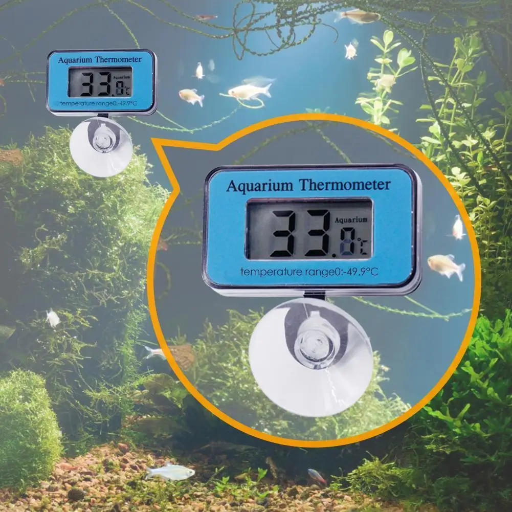 LCD Digital Fish Tank Aquarium Thermometer Environmental Protection and Durability Suction Submersible Water Temp Meter