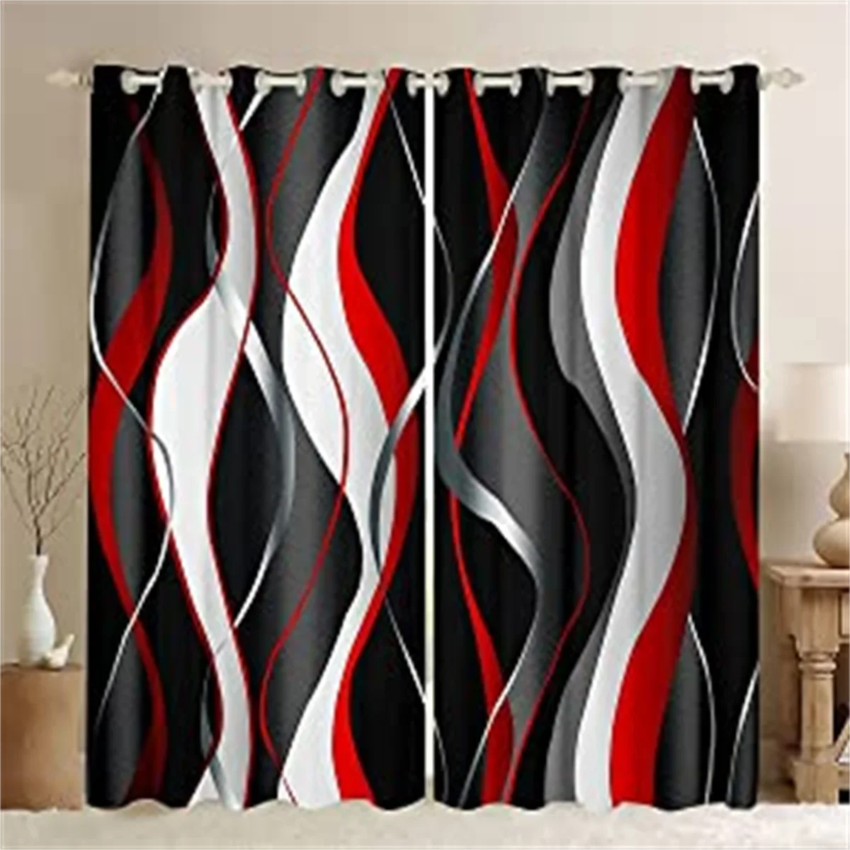 Custom Modern Abstract Drape Geometric Spiral Two Thin Window Curtain for Living Room Bedroom Decor 2 Pieces Free Shipping