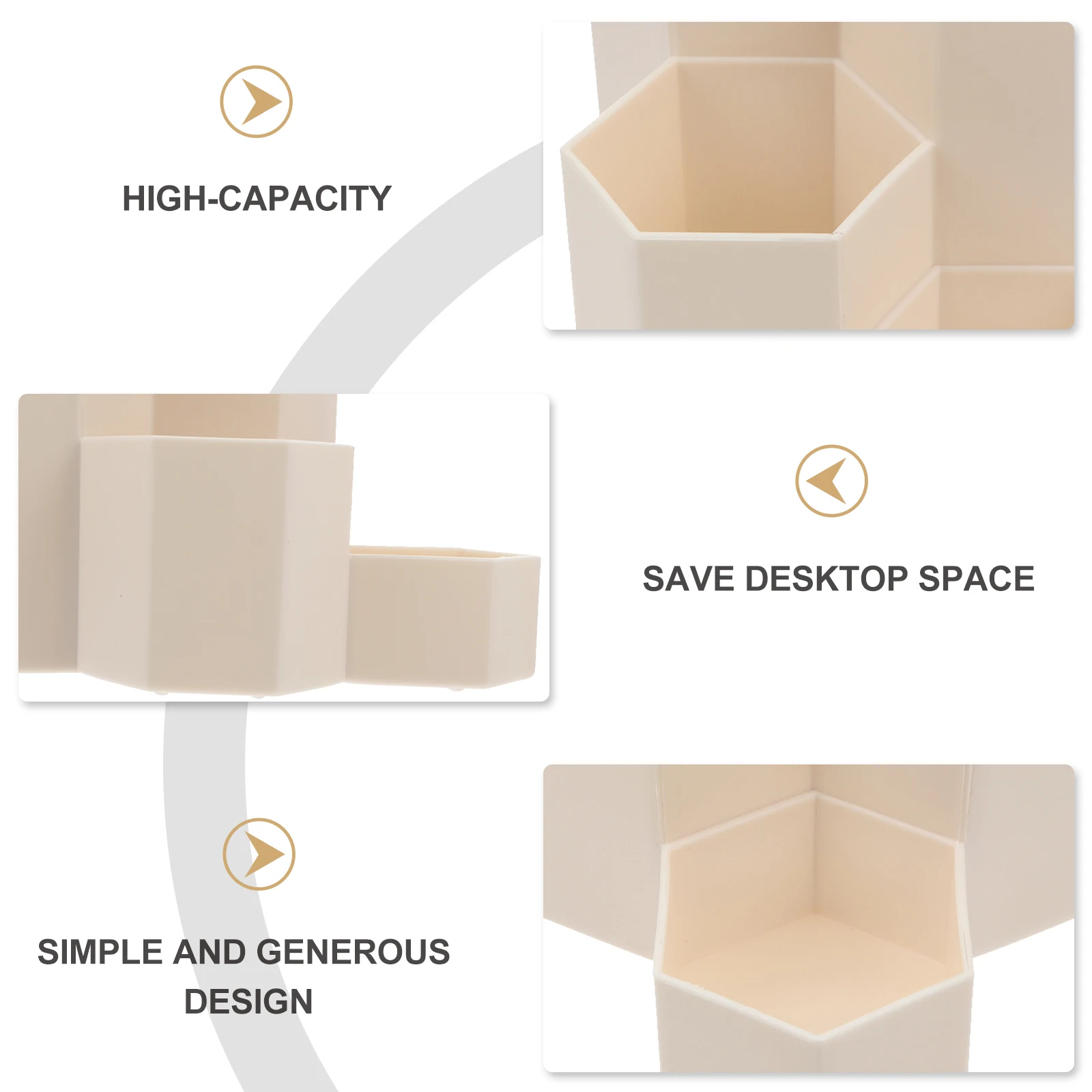 

1pc Multifunctional Desktop Hexagon Pen Holder Organizer Large Capacity Plastic Stationery Box Makeup Brush Lipstick