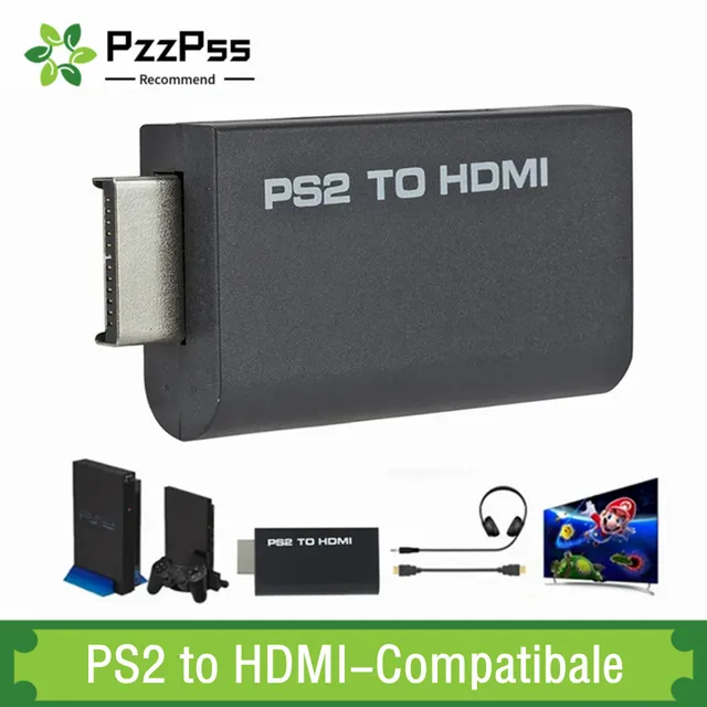 PzzPss Konwerter audio-wideo zgodny z PS2 na HDMI 480i/480p/576i z wyjściem audio 3,5 mm Obsługuje wszystkie tryby wyświetlania PS2 na HD