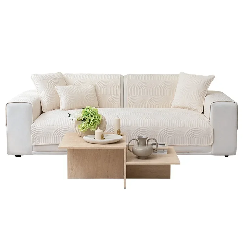 Solid Color Plush Embroidery Sofa Cushion Non-slip Sofa Cover Cloth Back Cover New Sofa Cushion Plush Cushion