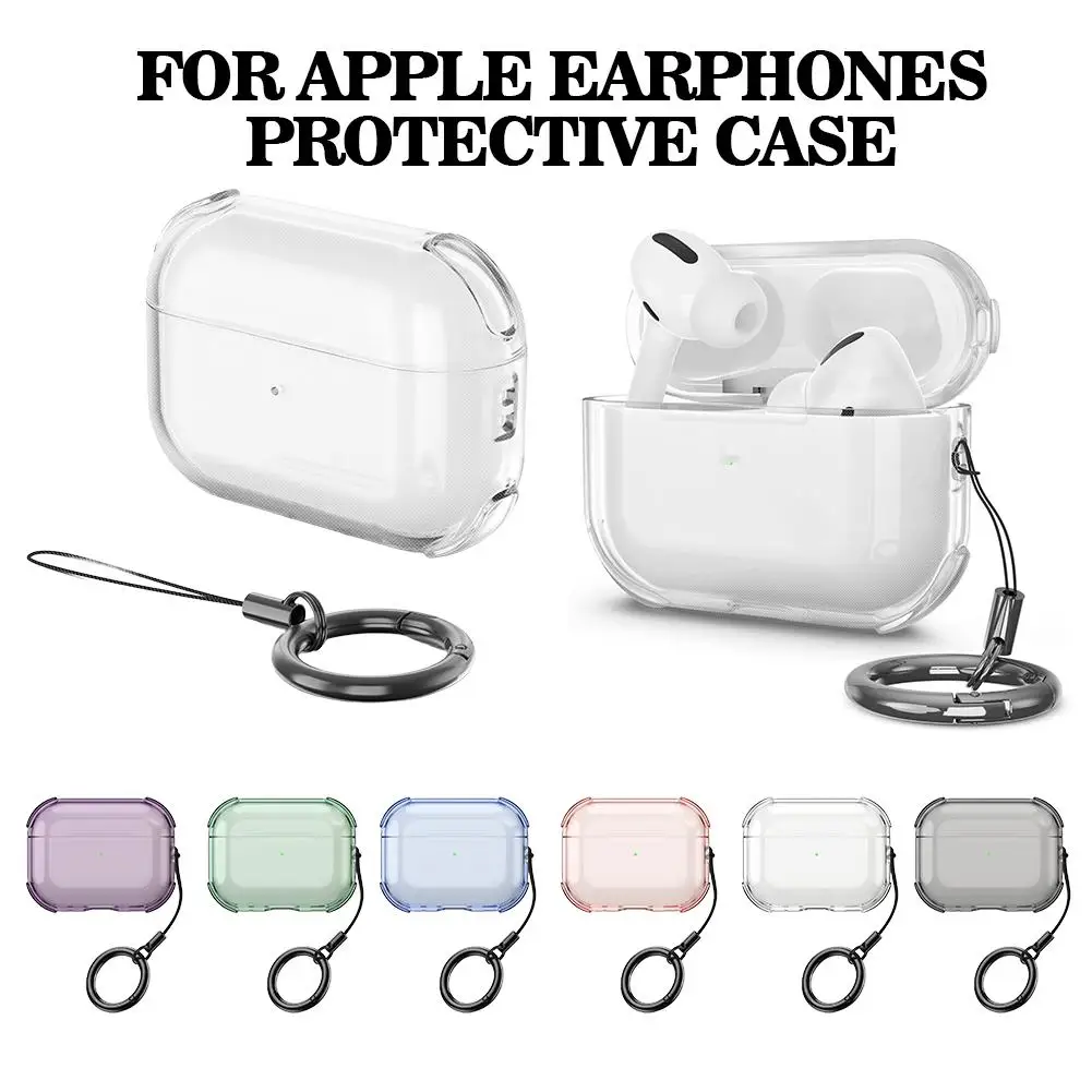 Earphone Case For Apple AirPods Pro3 Transparent  Case Shockproof Earphones Case AirPods Pro 3 Protective Cover With Hook