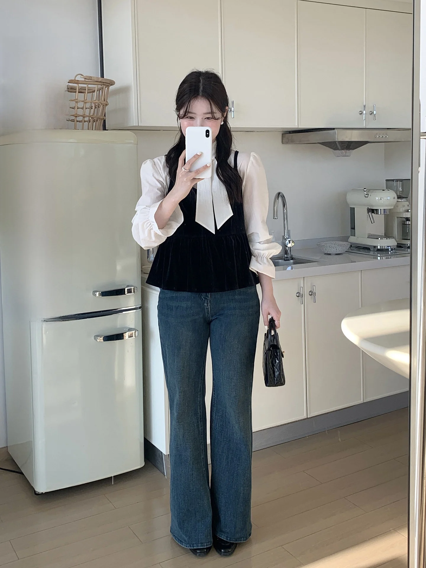 

Blue Bell Bot Denim Jeans High Waist Cotton Commute Women's Faion Four Seasons Miao Korean Sle Straight Leg Trousers