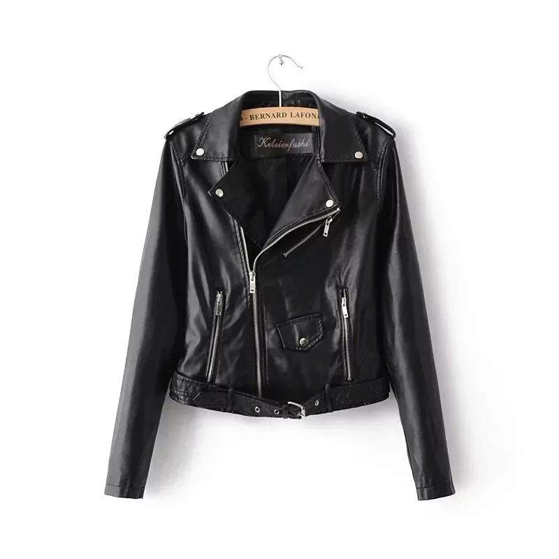 Nieuwe 2026 dames motorfiets leer PU imitatieleer losse jas zwarte jas Moto Biker Coat Uitloper