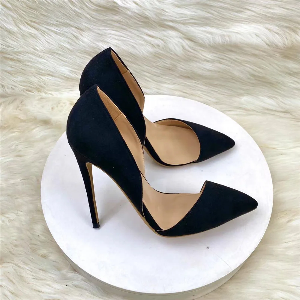 Lady black bling classic shoes 8cm 10cm 12cm high thin heels plus size 33-45 pointed toe office concise cozy pump QP188 ROVICIYA