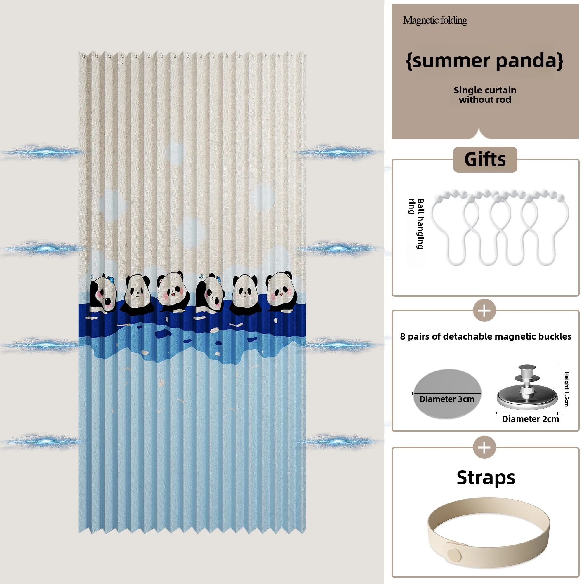 

Magnetic shower curtain invisible folding bathroom bath waterproof