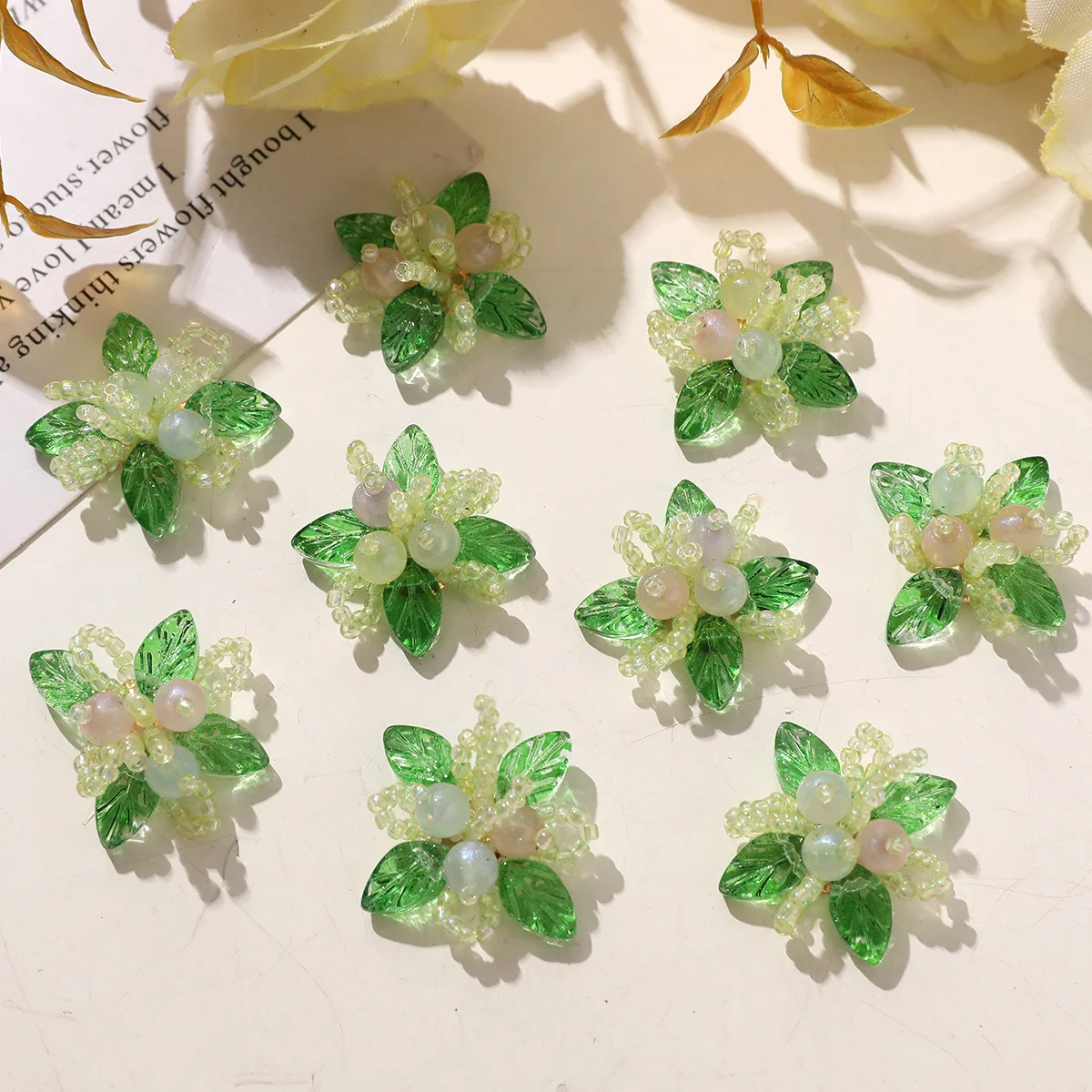 Delicate Spring Forest Seed Bead Bud Flower Cluster Shoe Charms 1 Piece Korean Fresh Versatile DIY Decor for Princess Clogs