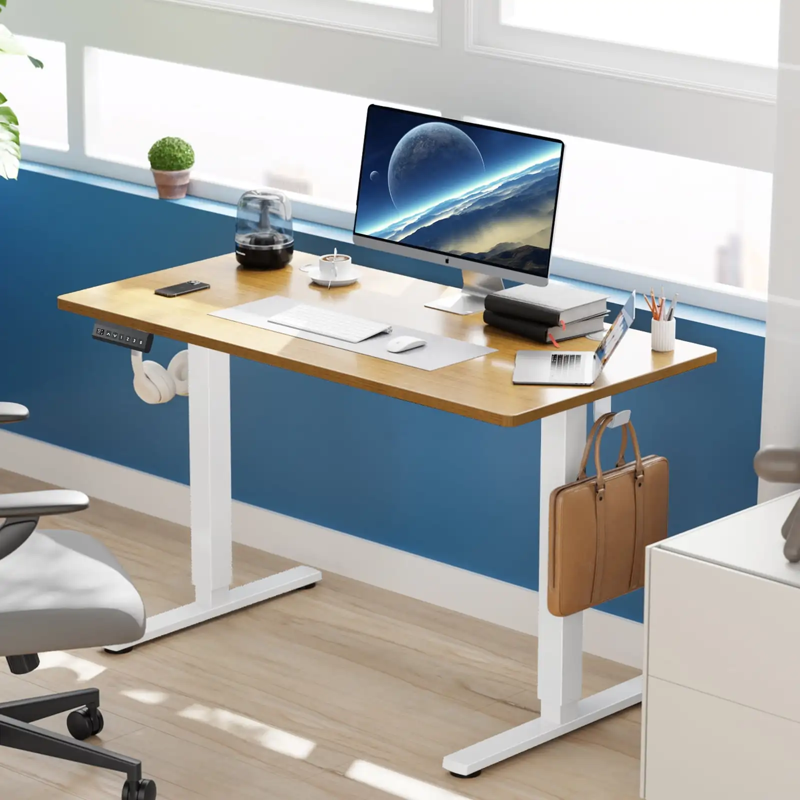 Electric Standing Desk, Height Adjustable Desk, 48 x 24 Inches Ergonomic Stand up Desk with Memory Preset for Home Office