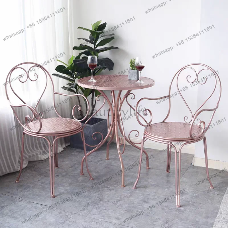 Juego de Muebles de Jardín Metálicos LJY, Juego de Muebles de Patio Impermeables, Muebles de Jardín Minimalistas para Balcón, Arredo de Patio
